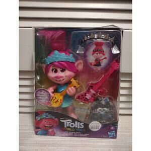 DreamWorks Trolls World Tour Pop to Rock Poppy Singing Doll w/2 Guitars Hasbro